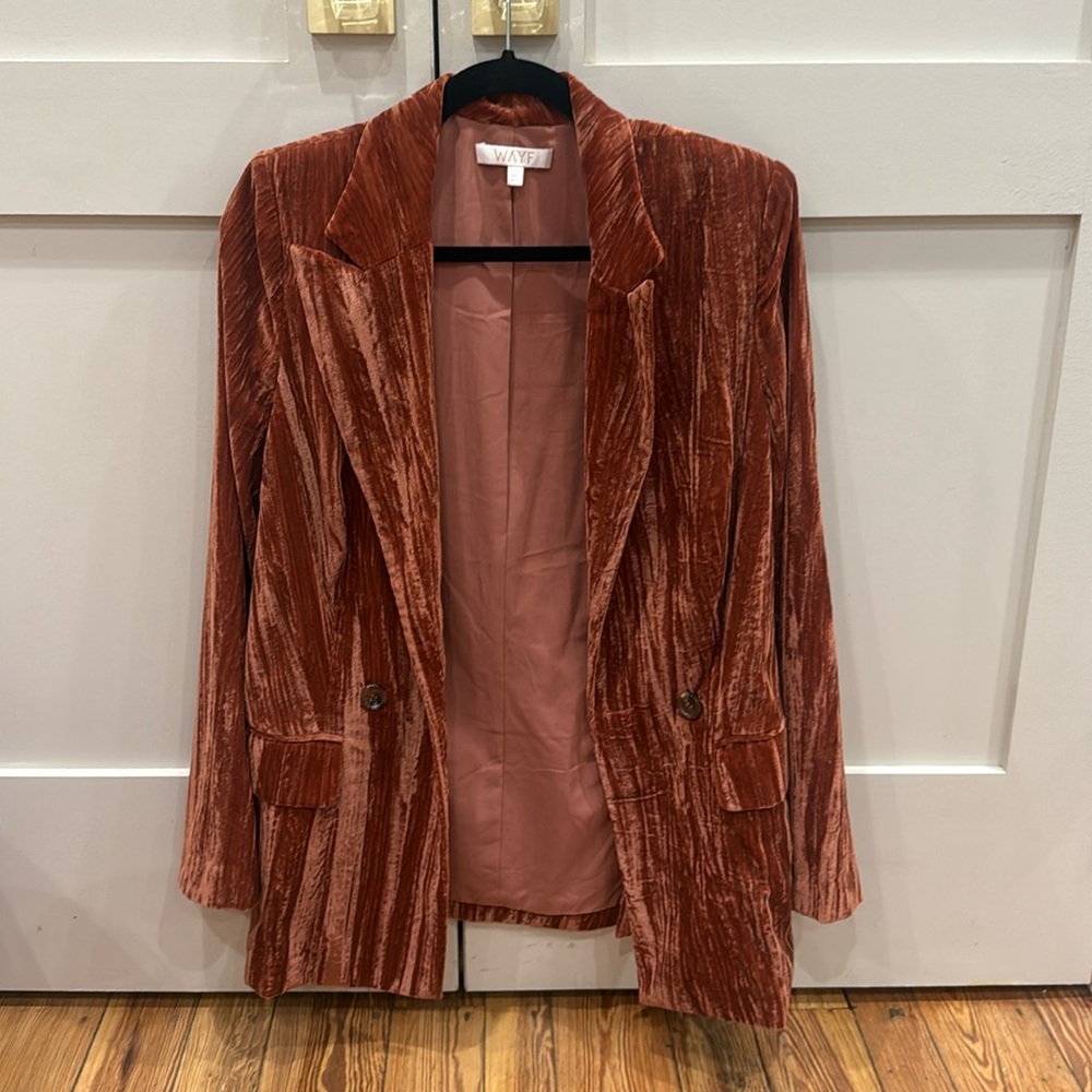 Rust Velvet Long Coat